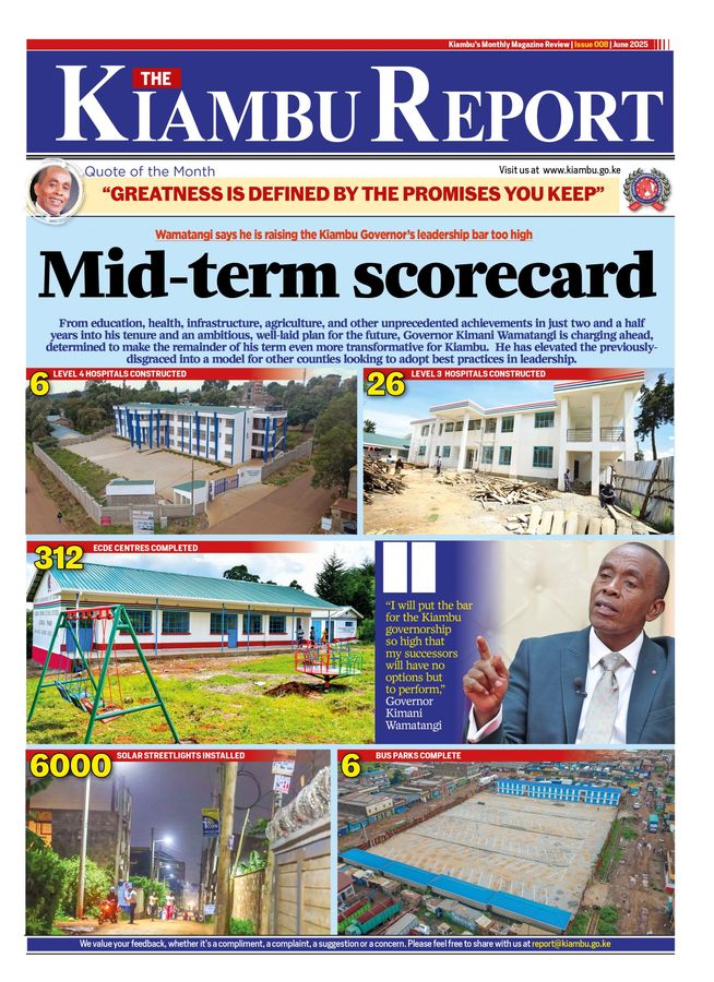 Cover of The Kiambu Report, Mid-term Scorecard Edition, June 2025